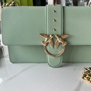 PINKO Classic Love One Bag Leather Mint-Green Limited Edition